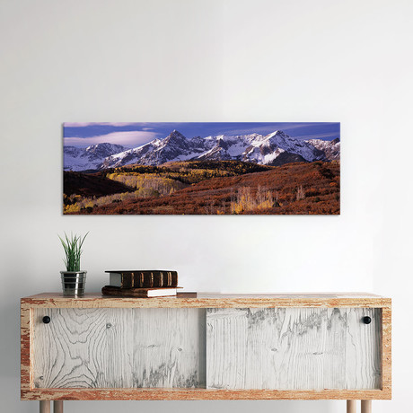 Mountains Covered with Snow and Fall Colors, Telluride, // Panoramic Images (36"W x 12"H x 0.75"D)