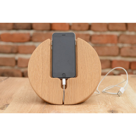 Da Oak Wood Round Smart Phone Stand