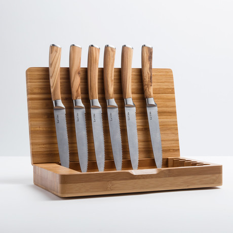 Olive Wood Steak Set + Bamboo Case // 6 Pieces
