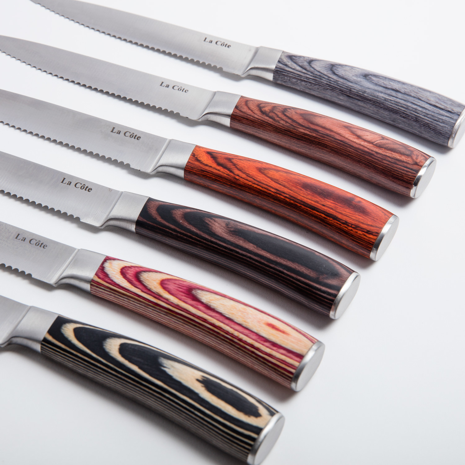 La Cote 6 Piece Steak Knives Set Japanese Stainless Steel Wood