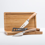 Olive Wood Cheese Set + Bamboo Case // 3 Pieces