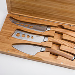 Olive Wood Cheese Set + Bamboo Case // 3 Pieces