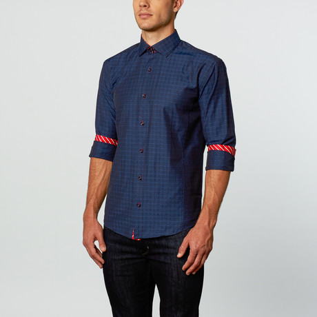 Lucas Dress Shirt // Navy Dot (S)