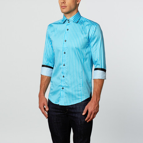 Grayson Dress Shirt // Turquoise Stripe (S)