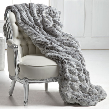 Couture Faux Fur Throw // Frosted Grey Mink