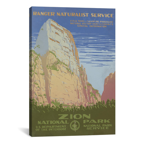 Zion National Park (Ranger Naturalist Service) // Library of Congress (40"W x 26"H x 1.5"D)