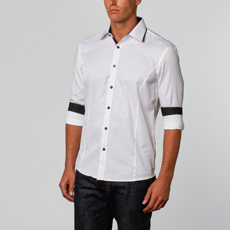 Shadow Dot Button-Up Shirt // White (S)