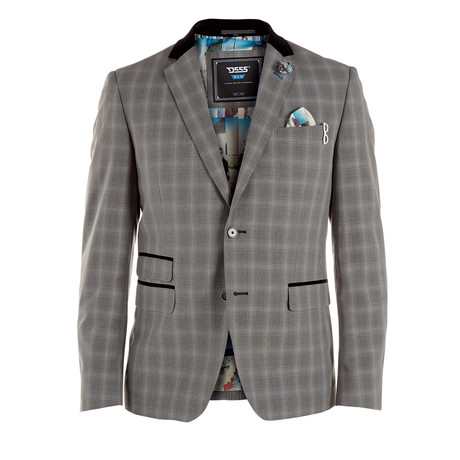 Duke Clothing Co. // Alfie Checkered Blazer // Light Grey (2XL)