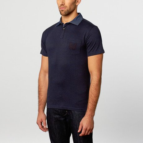Polo Shirt // Navy + Blue + Navy Contrast Floral (S)