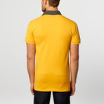 Polo Shirt // Yellow + Balck + Black Contrast Floral Trim (XL)