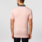Polo Shirt // Pink + Black + Pink Contrast Floral (L)