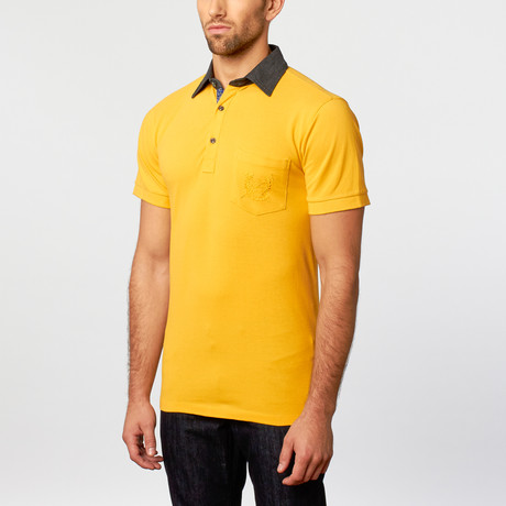 Polo Shirt // Yellow + Balck + Blue Contarst Paisley (S)