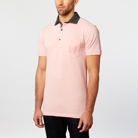Jean Louis Scherrer // Polo Shirt // Pink + Black + Blue Contrastt Paisley (S)