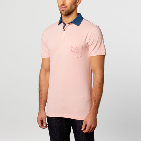 Polo Shirt // Pink + Navy + Plum Contrast Paisley (S)