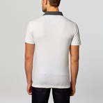 Polo Shirt // White + Black + Black Contrast Paisly (S)