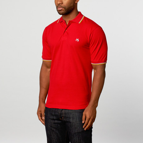 Serengeti Tipped Collar Polo // Red (S)