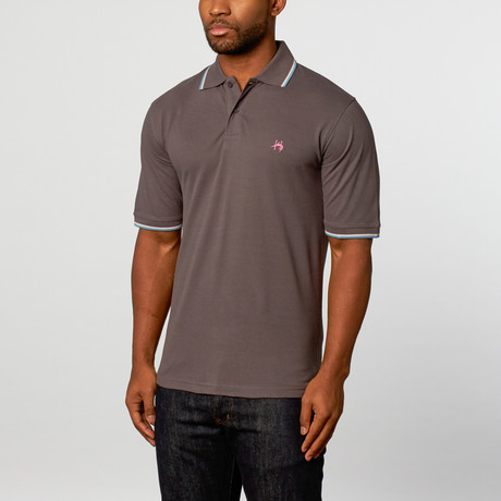 Serengeti Tipped Collar Polo // Charcoal (S)