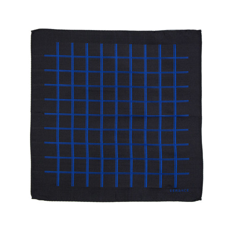 Uberto Pocket Square // Black + Blue