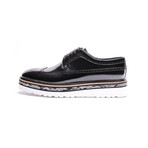 Brogue Wingtip Stacked Sole Derby // Black Patent (Euro: 46)