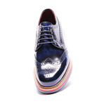 Brogue Wingtip Stacked Sole Derby // Navy Blue (Euro: 45)