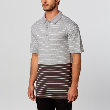 Ombre Striped Knit Polo // Grey (S)