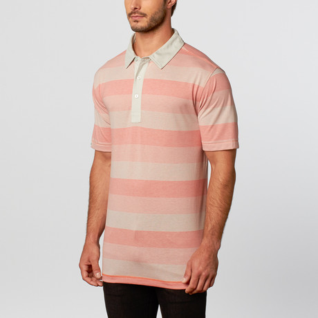 Short Sleeve Stripe Knit Polo // Persimmon (M)