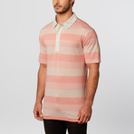 Short Sleeve Stripe Knit Polo // Persimmon (XL)