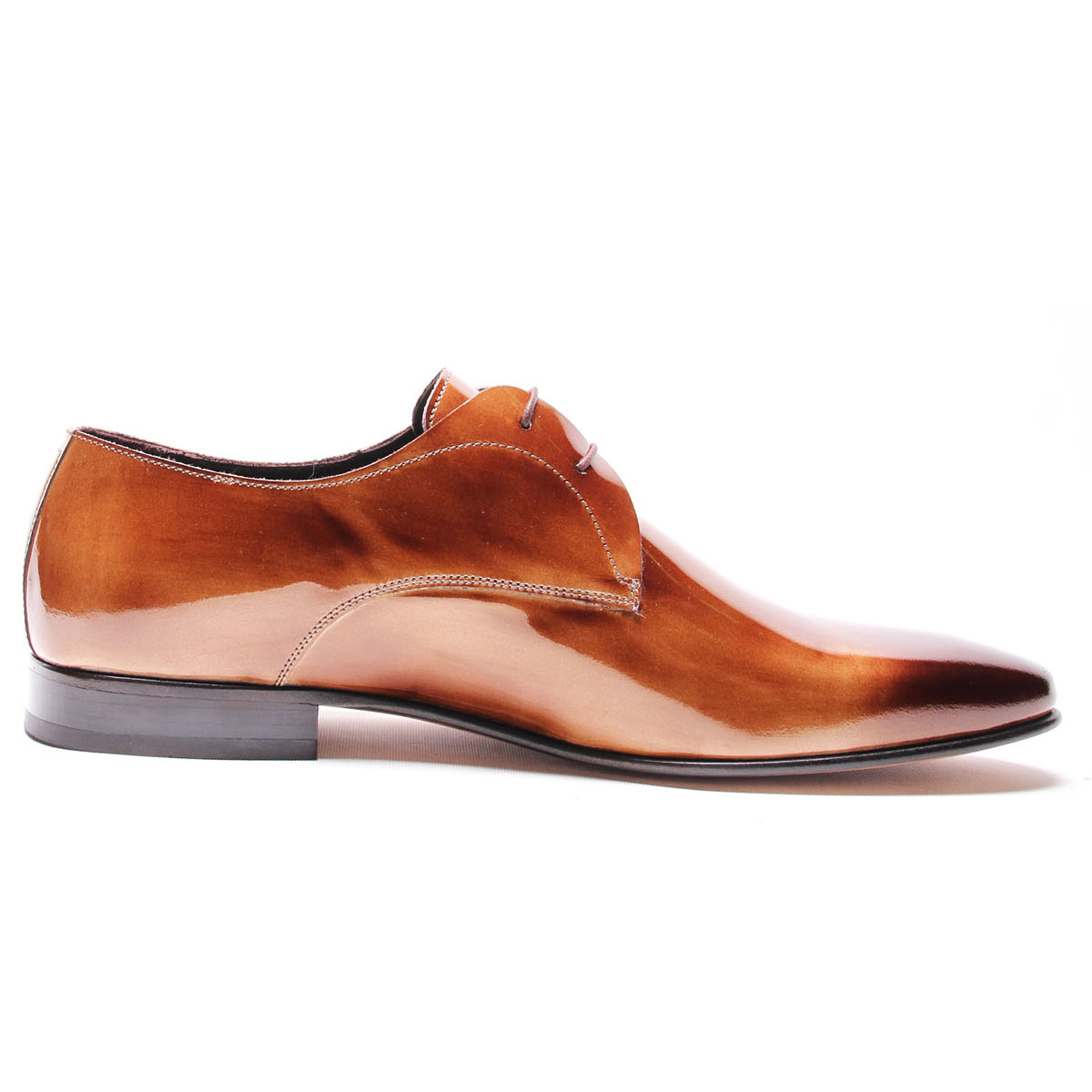 carlo morandi cognac plain toe derby