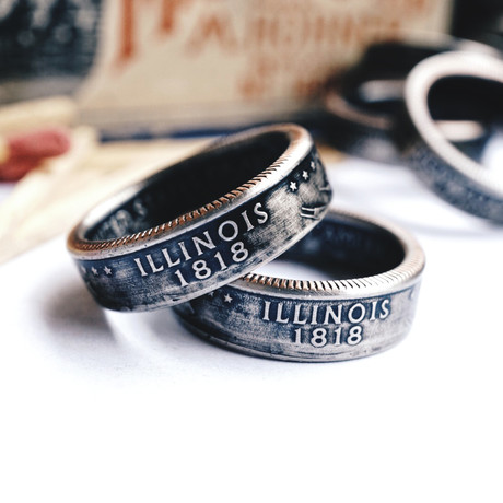 Double Sided State Quarter Ring // Illinois (Size 7)