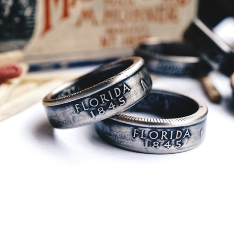 Double Sided State Quarter Ring // Florida (Size 7)