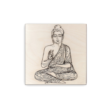 Sitting Buddha // Laser Burnt Art (Natural Wood)