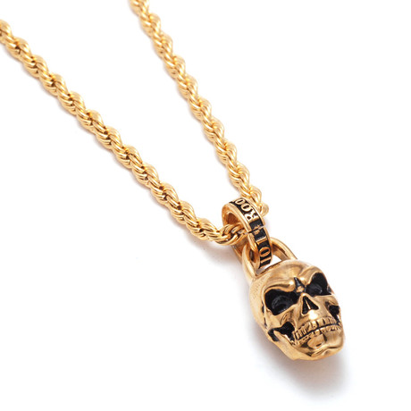Skull Necklace // Stainless Steel + Gold Vermeil