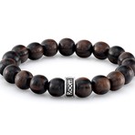 Natural Light Brown Wood Bead Bracelet // Dark Brown