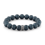 Satin Hematite Bead Bracelet // Grey + Silver