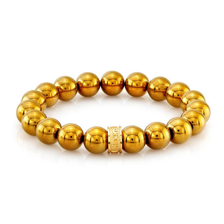 Hematite Bead Bracelet // Gold