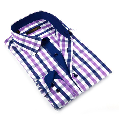 Plaid Button-Up Shirt // Purple (S)