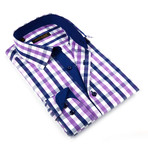 Plaid Button-Up Shirt // Purple (M)