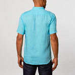 Short Sleeve Linen Shirt // Aqua (L)