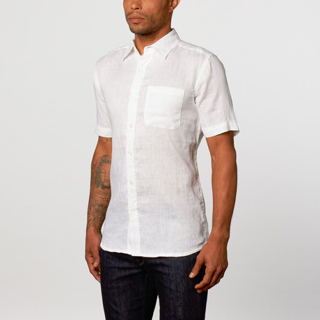 Short Sleeve Linen Shirt // White (S)