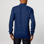 Natural Blue // Long Sleeve Linen Modern Fit Shirt // Navy (XL)