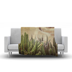 Green Grass Cactus Fleece Blanket (50" x 60")