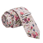 Flower Bomb Tie + Tie Clip // Grey