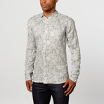 Long Sleeve Paisley Print Modern Fit Shirt // Navy (XL)
