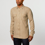 Track Stitch Pigmant Printed Linen Shirt // Khaki (XL)