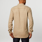 Track Stitch Pigmant Printed Linen Shirt // Khaki (2XL)