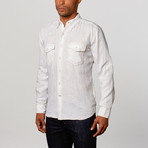 Track Stitch Pigmant Printed Linen Shirt // White (L)
