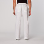 Natural Blue // Washable Linen Drawstring Pants // White (XL)
