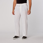 Natural Blue // Washable Linen Drawstring Pants // White (XL)