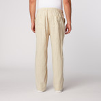 Natural Blue // Washable Linen Drawstring Pants // Natural (XL)