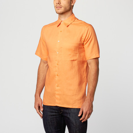 Short Sleeve Classic Fit Linen Shirt // Copper (M)